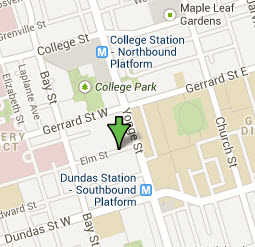 Click for map of 14 Elm Street and local Toronto area